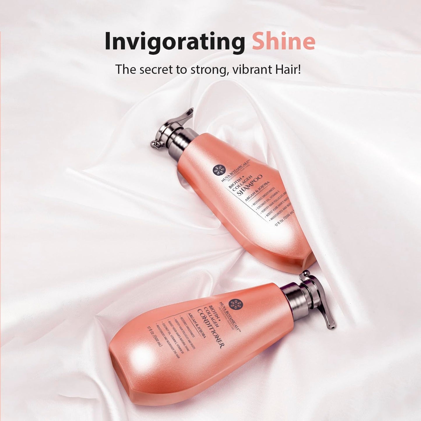 Biotin and Collagen Hair Growth Set - Shampoo and Conditioner for Women with Coconut Oil, Argan and Jojoba Oil for Thinning Hair (17 Fl Oz)