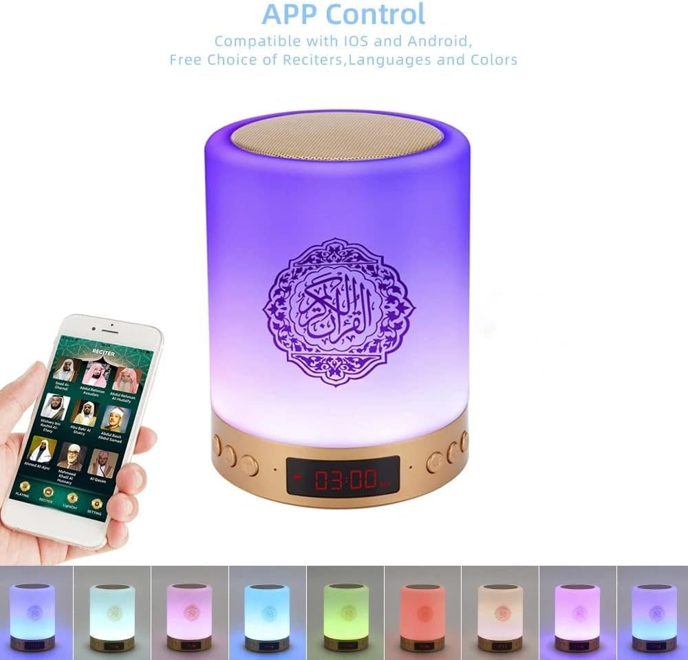 Quran Speaker with Remote Control,Portable LED Bluetooth Touch Cube MP3 Music Player Night Light Rechargeable Speaker