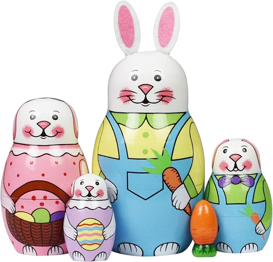 Nesting Dolls Russian Matryoshka Wood Stacking Nested Set for Kids Handmade Toys for Children Kids Christmas Birthday Decoration Halloween Wishing Gift