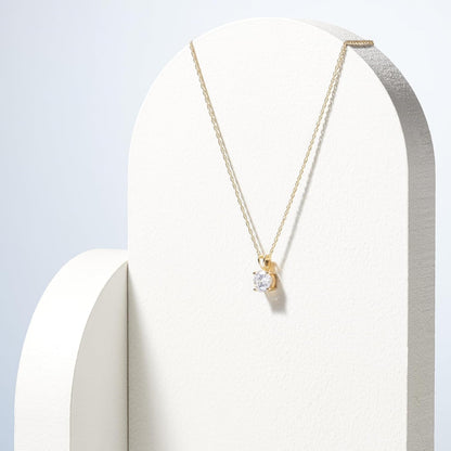 Plated Sterling Silver Cubic Zirconia round Cut Solitaire Pendant Necklace, 18" (Previously Amazon Collection)