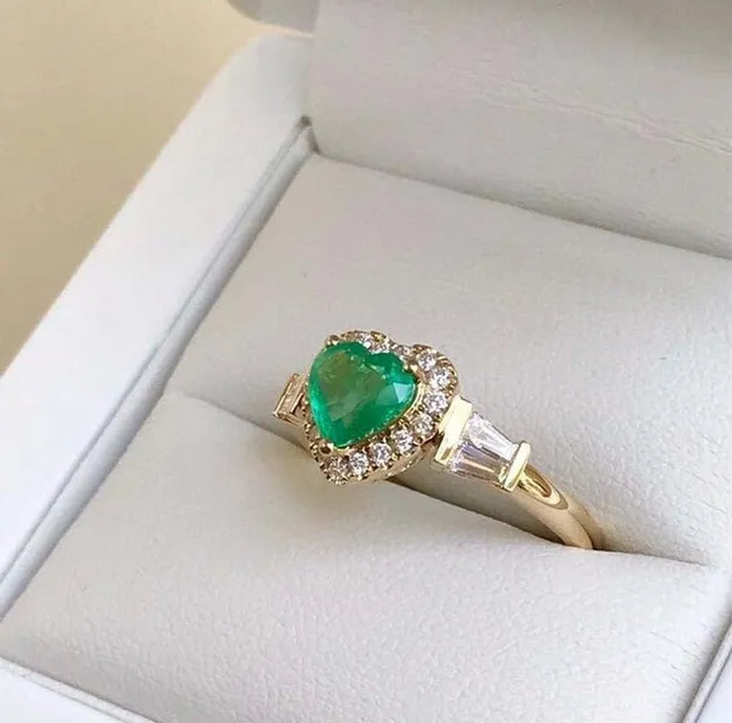 YOHAPP Woman Fashion Gemstone Jewelry Exquisite Natural White Sapphire Ruby Emerald Birthstone Princess Proposal Engagement Ring Anniversary Party Romantic Bride Wedding Luxury Jewelry Ring Size 5-11