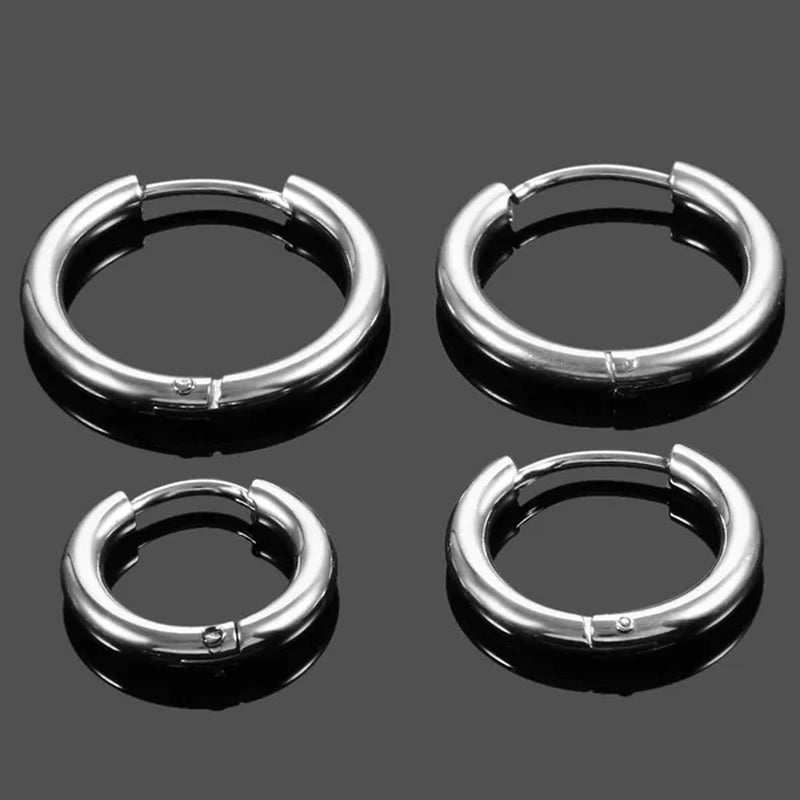 High Quality 1 Pair 8-20Mm Small Hoop Earrings Silver Color Circle Hoop Earring for Women Men Ear Rings Clip Huggie Earrings