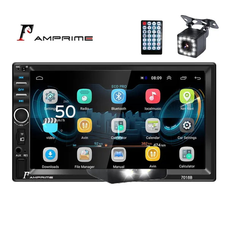 Amprime 2 Din Car Radio 7" LCD Touch Screen Autoradio 7018B Multimedia Player Bluetooth Car Stereo Radio Support Mirror-Link Rear View Camera