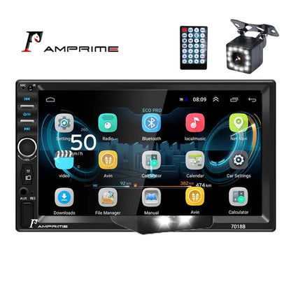 Amprime 2 Din Car Radio 7" LCD Touch Screen Autoradio 7018B Multimedia Player Bluetooth Car Stereo Radio Support Mirror-Link Rear View Camera