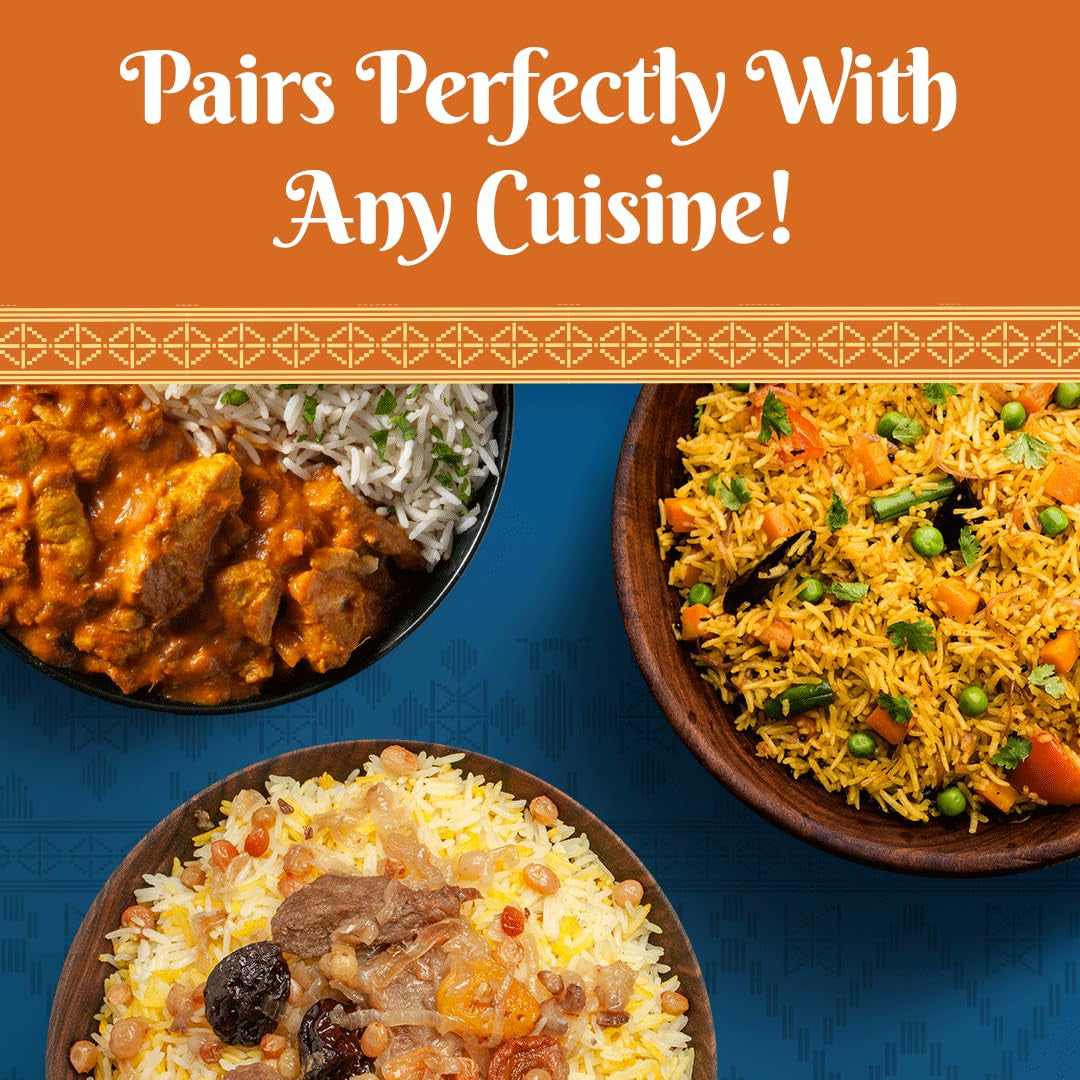 White Basmati Rice - Aromatic & Nutty Flavor Basmati Rice - Long Grain Rice Basmati (10 Pound Bag)