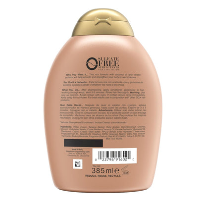 Ever Straightening + Brazilian Keratin Therapy Hair-Smoothing Conditioner with Coconut Oil, Cocoa Butter & Avocado Oil, Paraben-Free, Sulfate-Free Surfactants