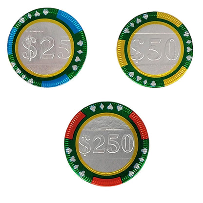 Casino Poker Chips, Belgian Milk Chocolate Coins, Kosher Certified Dairy, Non GMO (Pack of 25)