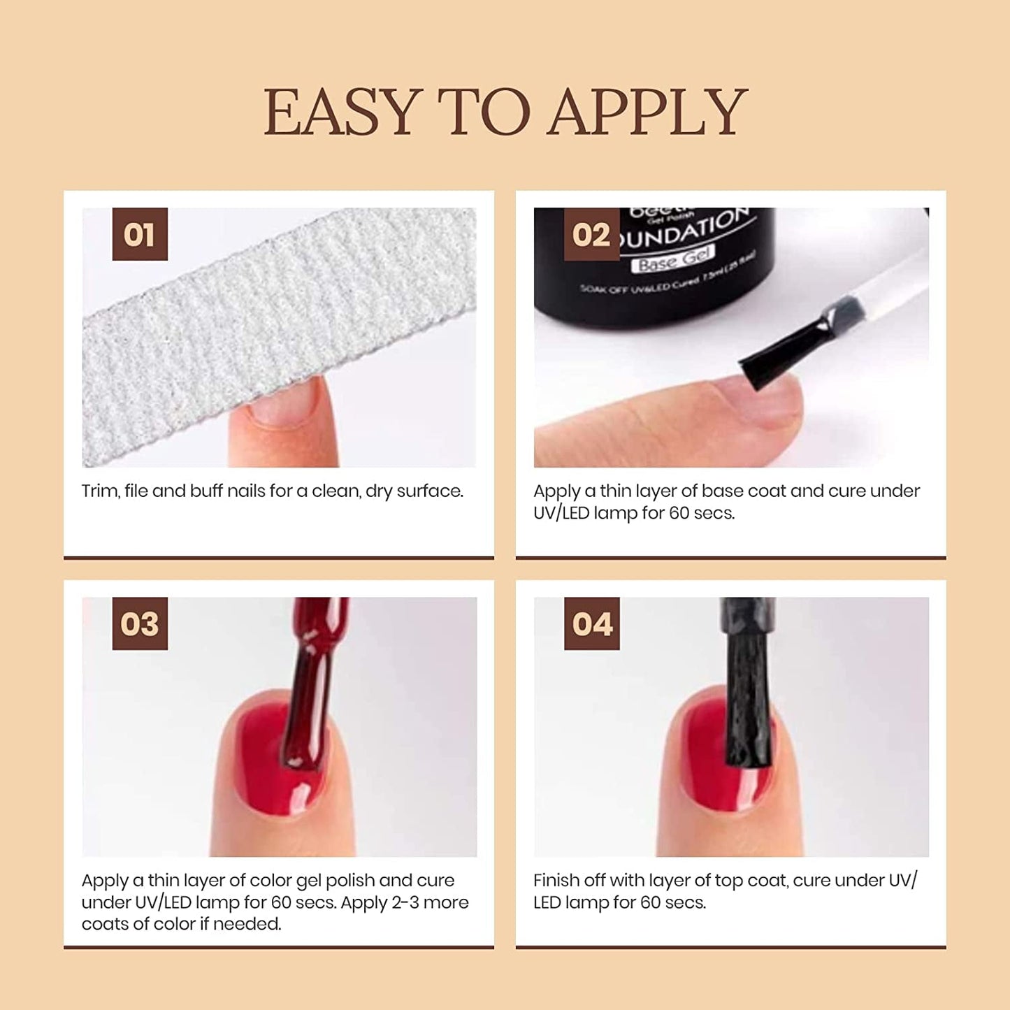 Beetles Brown Gel Nail Polish Set Nude Gel Polish Nail Set 6 Colors Sandstorm Collection Peach Brown Natural Manicure Kit Soak off Uv Led Lamp Needed for Women Gift Diy Home