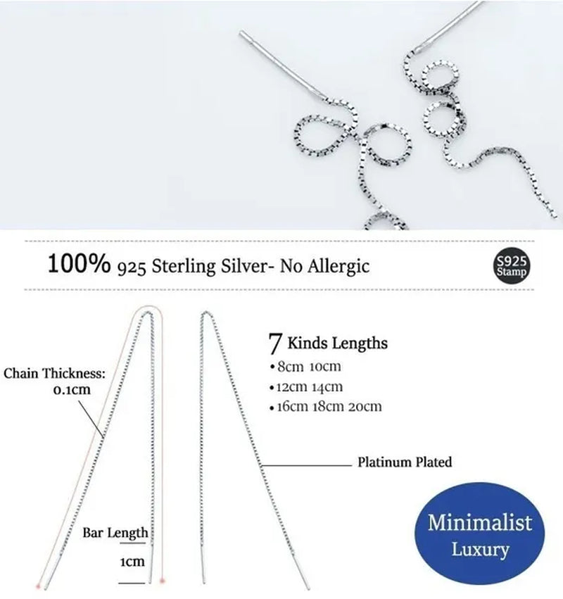 Minimalist Women's Earline Earrings silver-plated Long Chain Earrings, Women's Exquisite Silver Bar Earrings Valentine's Day Gift Engagement Wedding Earrings Gift Jewelry