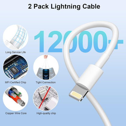 Iphone Charger,[Mfi Certified] 2Pack 6FT Lightning Cable Data Sync Charging Cords with 2Pack USB Wall Charger Travel Plug Adapter Compatible with Iphone 14/13/12/11/Mini/Xs/Max/Xr/X/8/7/Se