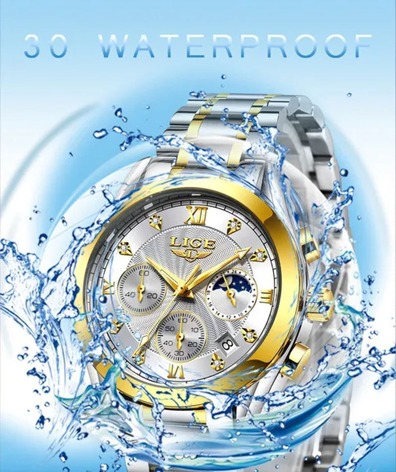 LIGE Luxury Ladies Watch Women Waterproof Rose Gold Steel Strap Women Wrist Watches Top Brand Bracelet Clocks Relogio Feminino