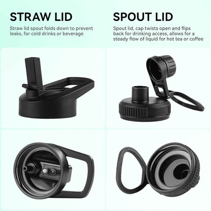 Insulated Water Bottle, 22 Oz Vacuum Insulated Stainless Steel Reusable Sports Bottle with Straw Lid & Spout Lid for Travel, Camping, Bike, Leakproof, Purple, 1 Pack