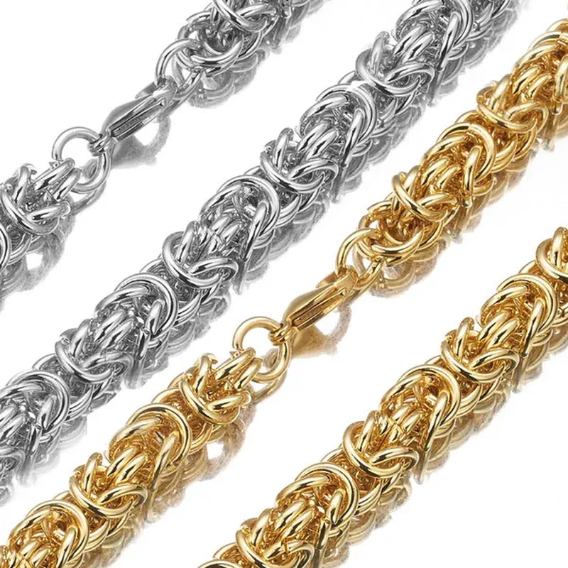 6/8/10mm Wide Fashion 316L Stainless Steel Silver/Gold Round Circle Byzantine Link Chain Men/Women Necklace 1PCS New