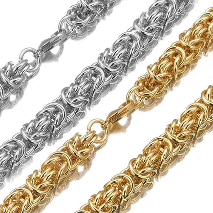 6/8/10mm Wide Fashion 316L Stainless Steel Silver/Gold Round Circle Byzantine Link Chain Men/Women Necklace 1PCS New