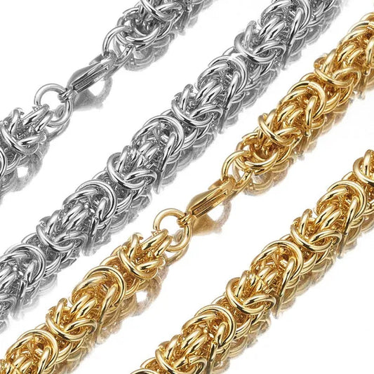 6/8/10mm Wide Fashion 316L Stainless Steel Silver/Gold Round Circle Byzantine Link Chain Men/Women Necklace 1PCS New