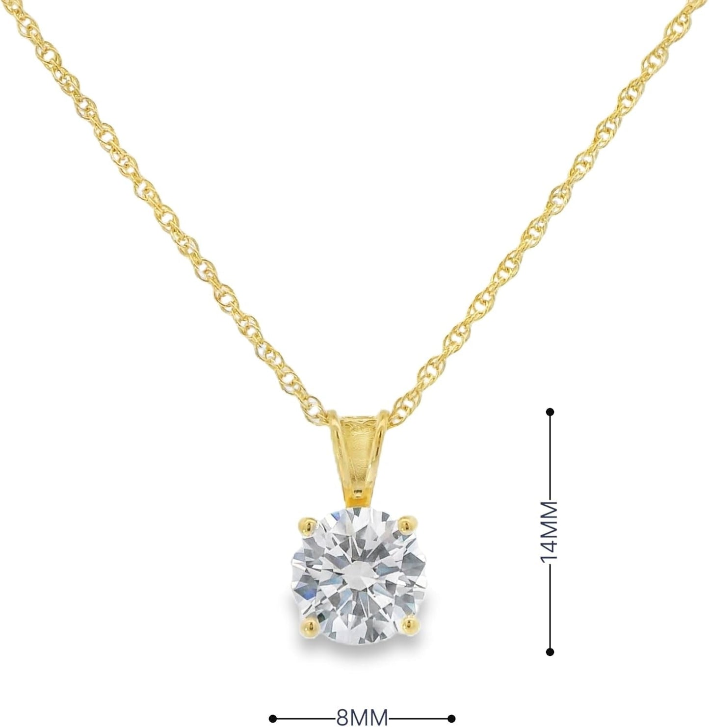 Plated Sterling Silver Cubic Zirconia round Cut Solitaire Pendant Necklace, 18" (Previously Amazon Collection)