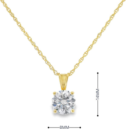 Plated Sterling Silver Cubic Zirconia round Cut Solitaire Pendant Necklace, 18" (Previously Amazon Collection)