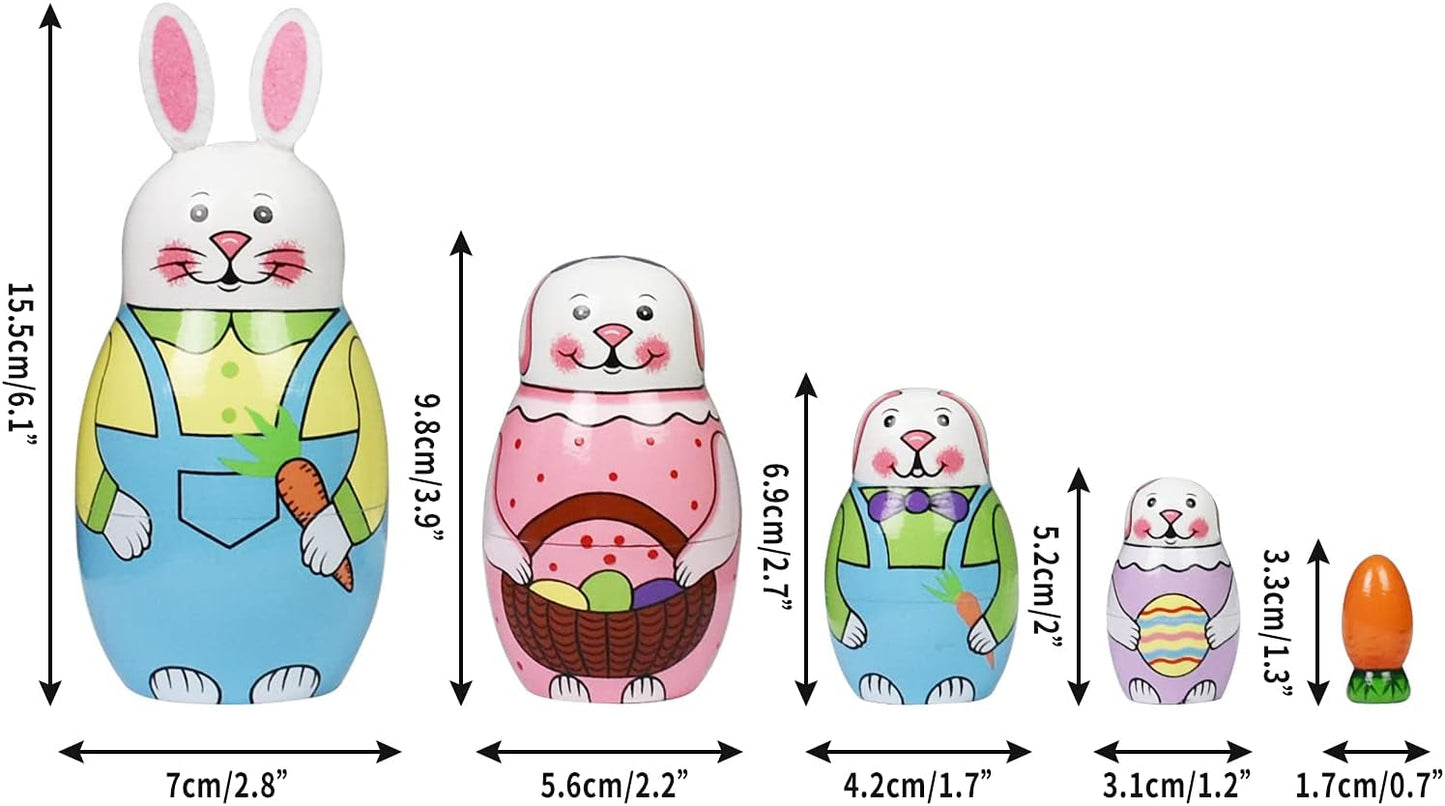Nesting Dolls Russian Matryoshka Wood Stacking Nested Set for Kids Handmade Toys for Children Kids Christmas Birthday Decoration Halloween Wishing Gift