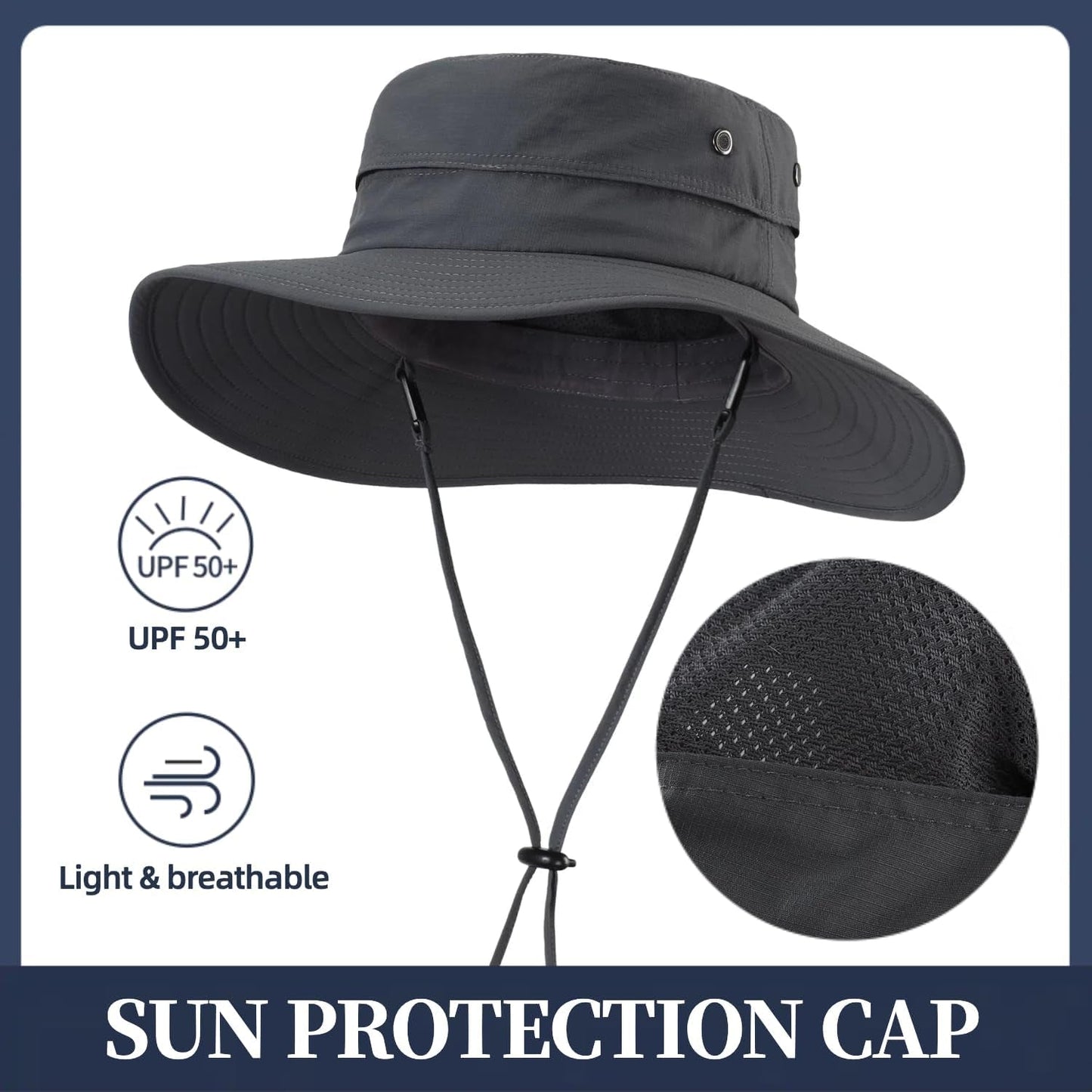 UPF50+ Mens Sun Hat Wide Brim Fishing Hat Sun Protection Hat for Mens Womens Bucket Hat for Beach Gardening Golf
