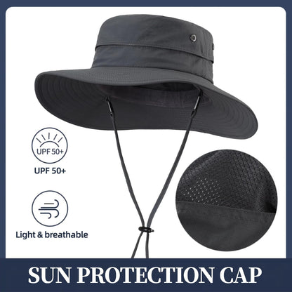 UPF50+ Mens Sun Hat Wide Brim Fishing Hat Sun Protection Hat for Mens Womens Bucket Hat for Beach Gardening Golf