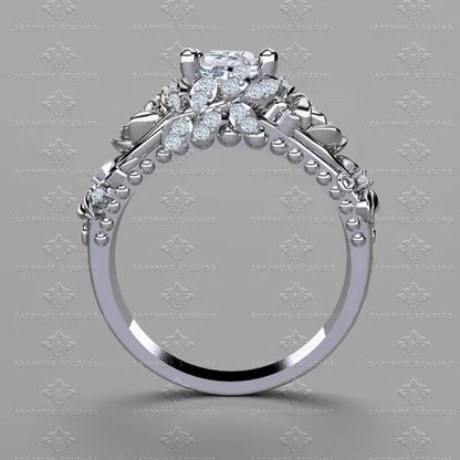 Women's Jewelry 925 Silver&Rose Gold White Sapphire Diamond Rose Flower Ring Bridal Wedding Engagement Ring