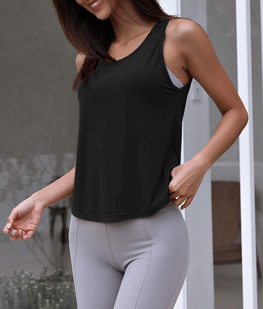 Womens Summer Workout Tops Sexy Backless Yoga Shirts Open Back Activewear Running Sports Gym Tank Tops