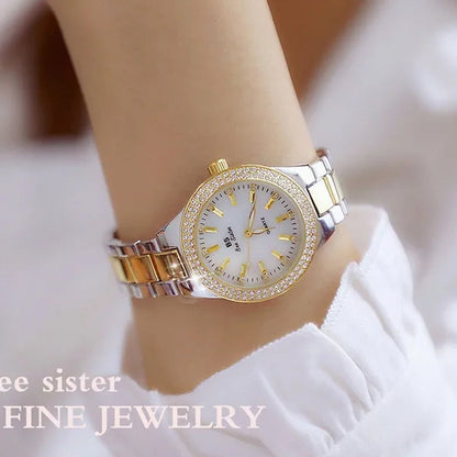 Luxury BS Ladies Wrist Watches Women Crystal Diamond Stainless Steel Watches