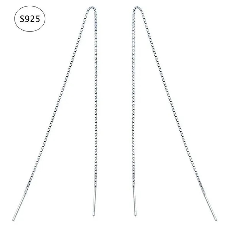 Minimalist Women's Earline Earrings silver-plated Long Chain Earrings, Women's Exquisite Silver Bar Earrings Valentine's Day Gift Engagement Wedding Earrings Gift Jewelry