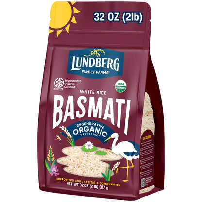 White Basmati Rice, Regenerative Organic Certified – Non-Sticky, Fluffy & Aromatic Long-Grain Rice, Responsibly Grown in California, 32 Oz